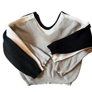 Forever 21 Ribbed Knit Twisted Back Sweater Set of 3 Gray White Black Size 2X/3X